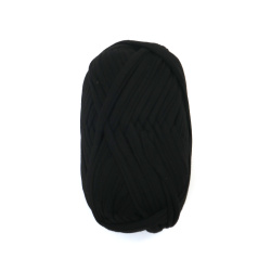 Black Knitted Ribbon Yarn 100% Polyester – 100 g – Perfect for Crochet, Knitting and Creative DIY Projects
