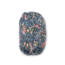 Vibrant Multicolor Knitted Ribbon Yarn – 100% Polyester with Stylish Checkered Print, 100 g