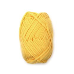 Прежда плетена лента 68 процента памук 32 процента полиамид цвят жълт -50 грама