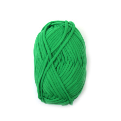 Прежда плетена лента 68 процента памук 32 процента полиамид цвят зелен -50 грама