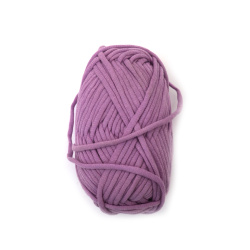 Прежда плетена лента 68 процента памук 32 процента полиамид цвят лилав -50 грама