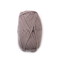 Прежда плетена лента 68 процента памук 32 процента полиамид цвят светло сив -50 грама