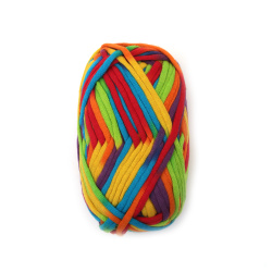 Прежда плетена лента 68 процента памук 32 процента полиамид цвят меланж многоцветен -50 грама