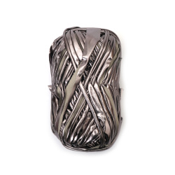 Прежда лента с метален ефект 100 процента полиестер цвят инокс -100 грама