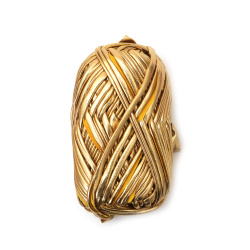 Прежда лента с метален ефект 100 процента полиестер цвят злато -100 грама