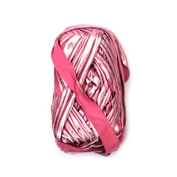 Прежда лента с метален ефект 100 процента полиестер цвят розов -100 грама