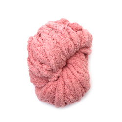 Soft 100% Polyester Chenille Yarn in Gentle Pink, 20 mm Thick, ~240 g × 25 m – Perfect for Cozy Knitting, Baby Projects, and Creative Crafts