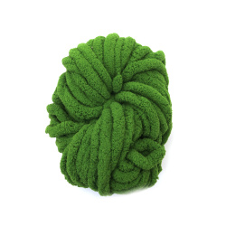 Soft 100% Polyester Chenille Yarn in Fresh Light Green, 20 mm Thick, ~240 g × 25 m – Perfect for Cozy Knitting and Creative Projects