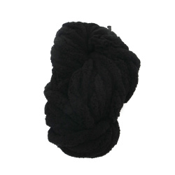 Soft 100% Polyester Chenille Yarn in Elegant Deep Black, 20 mm Thick, ~240 g × 25 m – Perfect for Cozy Knitting, Decorations, and Creative Projects