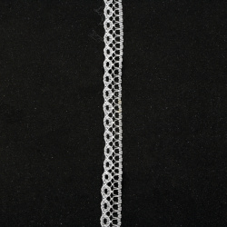 Δαντέλα κορδέλα 12 mm λευκό - 1 μέτρο