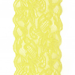 Κορδέλα Ελαστική δαντέλα 80 mm κίτρινη - 1 μέτρο