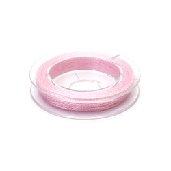 Delicate 3-Ply Pale Pink Rainbow Lame Thread 0.6 mm – Soft, Shiny & Elegant Craft Cord, ~10 m Roll