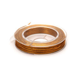 Șnur elastic lamé elegant 0,6 mm, culoare auriu închis – strălucitor, elastic și decorativ pentru hobby & craft, rolă ~10 m