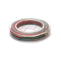 3-Ply Polyester Lame Thread 0.8 mm Red & Turquoise – Vibrant, Strong & Decorative Craft Cord, ~10 m Roll