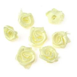 Рози от текстил цвят светло жълт 11 мм -50 броя