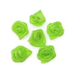 Artificial satin rose 11 mm for decoration of accessories, clothes electric green - 50 pieces