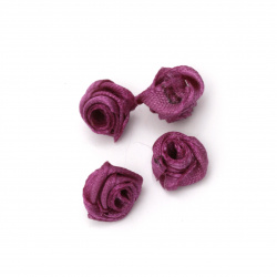 Рози от текстил цвят тъмно лилав 11 мм -50 броя