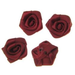 Τριαντάφυλλα σατέν 25 mm Μπορντό -10 τεμάχια