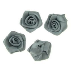 Τριαντάφυλλα σατέν 25 mm γκρι -10 τεμάχια