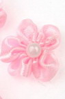 Decorative satin pink rose 23 mm with white pearl - 10 pieces