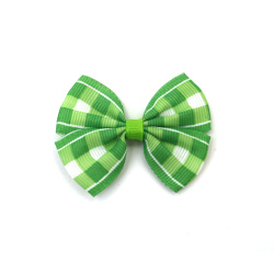 Light Green Checkered Ribbon Bows, 54x42x8 mm, 5 pcs