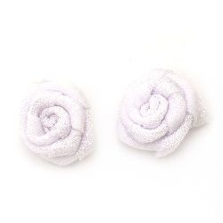 Decorative Fabric Rose, White 20mm 10pcs