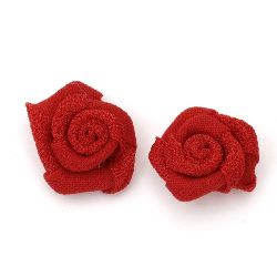Роза 20 мм текстил червена -10 броя