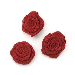 Trandafir 30 mm roșu textil -5 bucăți