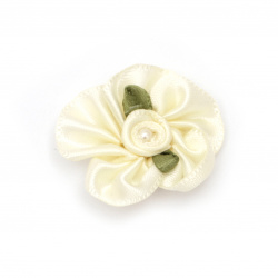 Flower 30 mm with pearl champagne - 10 pieces