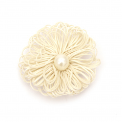 Flower with pearl 65 mm color champagne - 2 pieces