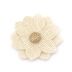 Not Available Online. You can also buy at EM ART stores and at +359 884 000 893 Flower for decoration sackcloth 65x65 mm two sepals white