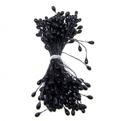 Stamens pearl double-sided 3x6x70 mm black ~ 144 pieces