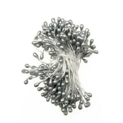 Stamens pearl double-sided 3x6x65 mm silver ~144 pieces