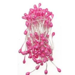 Stamens pearly double-sided for handmade artificial flowers making 5x8x60 mm pink ~ 85 pieces