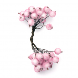 Decorative pink stamens with sugar effect, two-sided  12x12x145 mm ~ 20 pieces