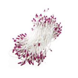 Stamens double-sided for Decoration 2x7x60 mm two-colored white and deep pink ~144 pieces