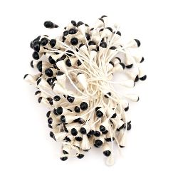 Stamens pearl double-sided for Decoration 5x8x57 mm two-tone white and black ~95 pieces