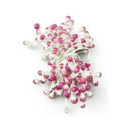 Тичинка-пъпка перлена двустранна 5x8x57 мм цвят бял и розов ~95 броя