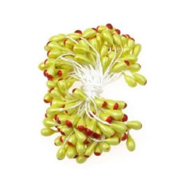 Stamens pearl double-sided 8x12x62 mm two-tone yellow and red ~ 95 pieces