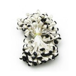 Stamens pearl double-sided for Decoration 6x8x61 mm two-tone white and black ~85 pieces