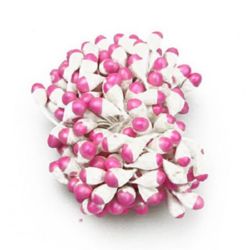 Stamine  perla bilaterală 7x10x57 mm alb și roz roz în două tonuri ~ 85 bucăți