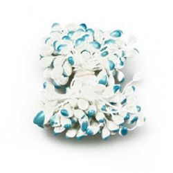 Stamens pearl double-sided for Decoration 6x8x61 mm two-tone white and blue ~85 pieces