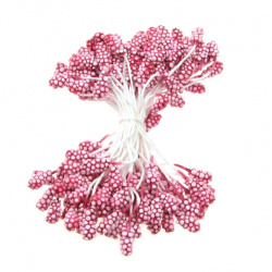 Styrofoam Double Sided Stamens for Floral Decoration, Party, Birthday, Wedding Decor, Color: Sour Cherry, Size: 5x7x57 mm, ~80 pieces