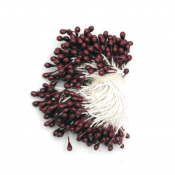 Stamens pearl double-sided 3x6x60 mm burgundy color ~144 pcs.