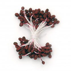 Stamens type sugar  double-sided for Decoration 5x7x57 mm dark red ~65 pcs.