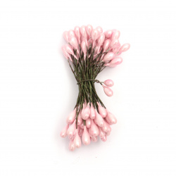 Stamens double-sided  with wire for decoration 5x9x60 mm pink ~50 pieces