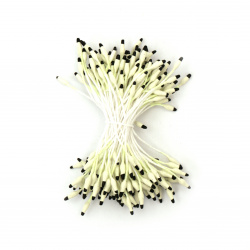 Pearl Double Sided Stamens / Ecru and Black / 2x7x60 mm ~ 144 pieces
