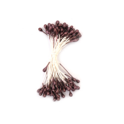 Pearly Stamens for Artificial Flower Making, Double Sided, Plum Color, Size: 3x6x70 mm, ~144 pcs