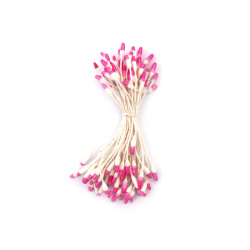 Double-Ended Flower Stamens for Floral DIY  Craft Making and Decoration, Size: 2x7x60 mm, Color: White and Pink, ~144 pieces