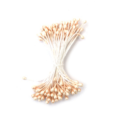 Double Ended Pearl Flower Stamens / 3x6x70 mm, Light Peach Color ~ 144 pieces